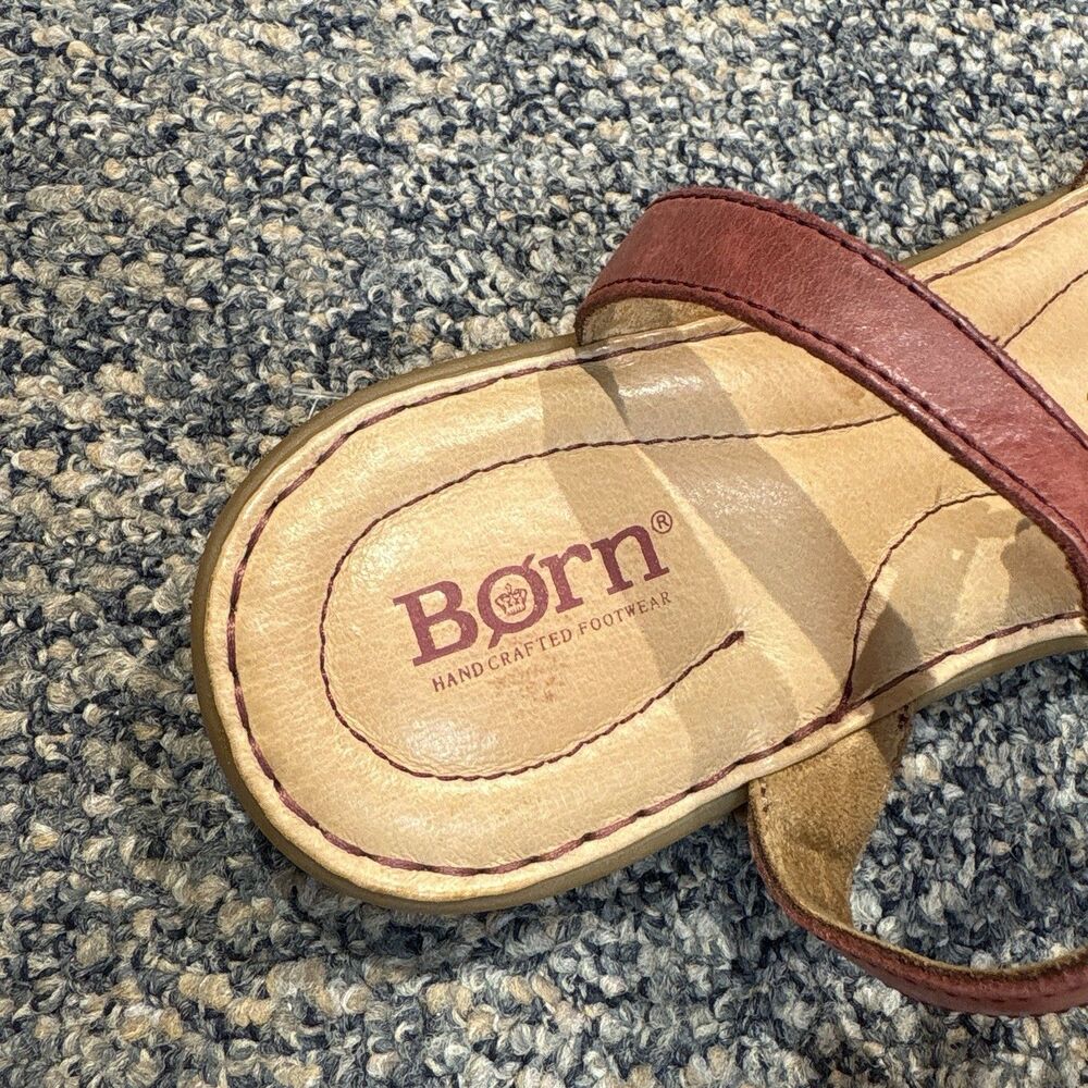 Born Leather Alice Flat Sandals Shoes Size 8.5 Pink/Red Ankle Strap Comfort - Picture 4 of 8